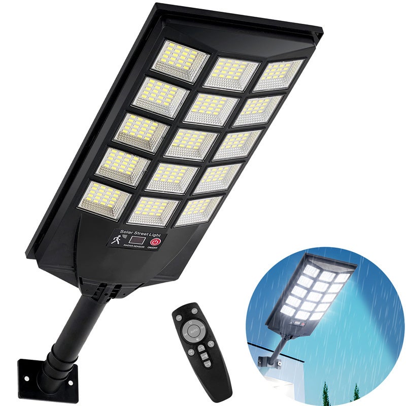 Wodoodporne lampy solarne zewnętrzne, lampa słoneczna z czujnikiem ruchu i pilotem, oświetlenie LED do ogrodu, podwórka, parkingu.