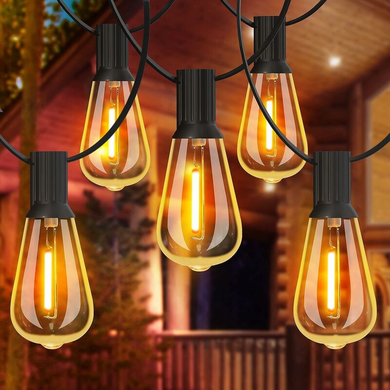 Zewnętrzna girlanda świetlna, 30M girlanda LED z żarówkami ST38, 2700K ciepła biel, wodoodporna zewnętrzna girlanda do ogrodu, na przyjęcia
