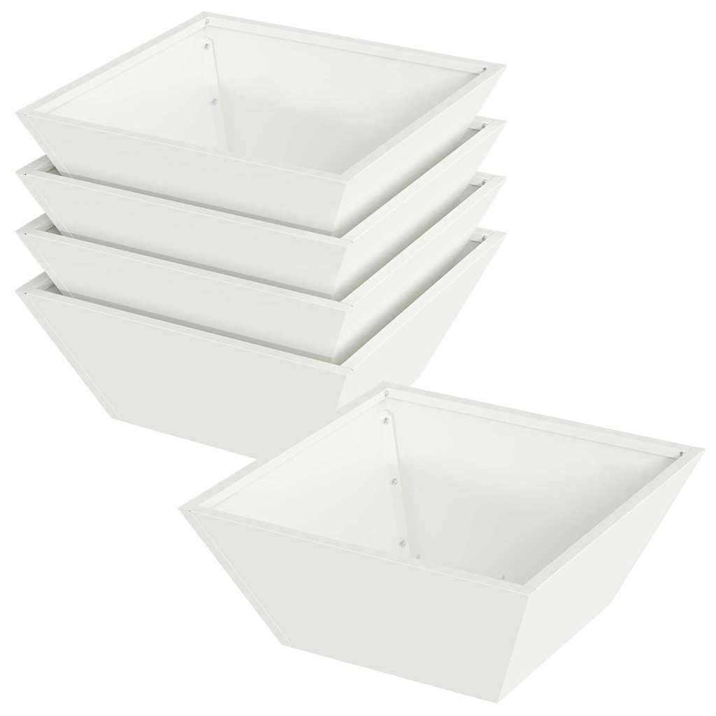 Doniczka ogrodowa 5 szt. Biały 40 x 40 x 15 cm Stal zimnogięta