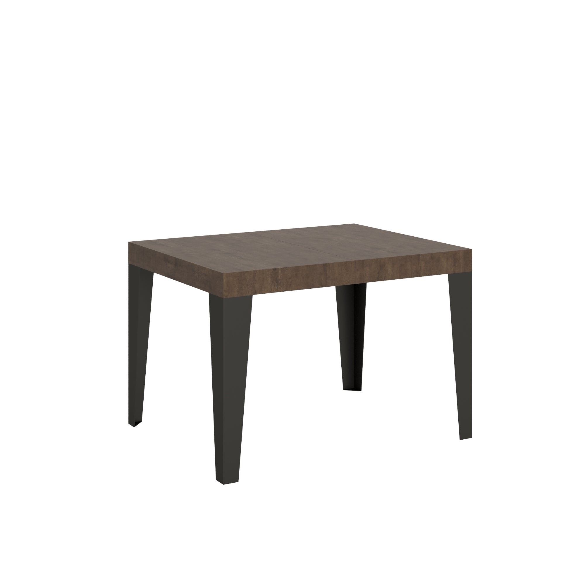 Mesa de centro extensible Flame para salón, 70x110 cm (hasta 194 cm), madera maciza de nogal antracita.