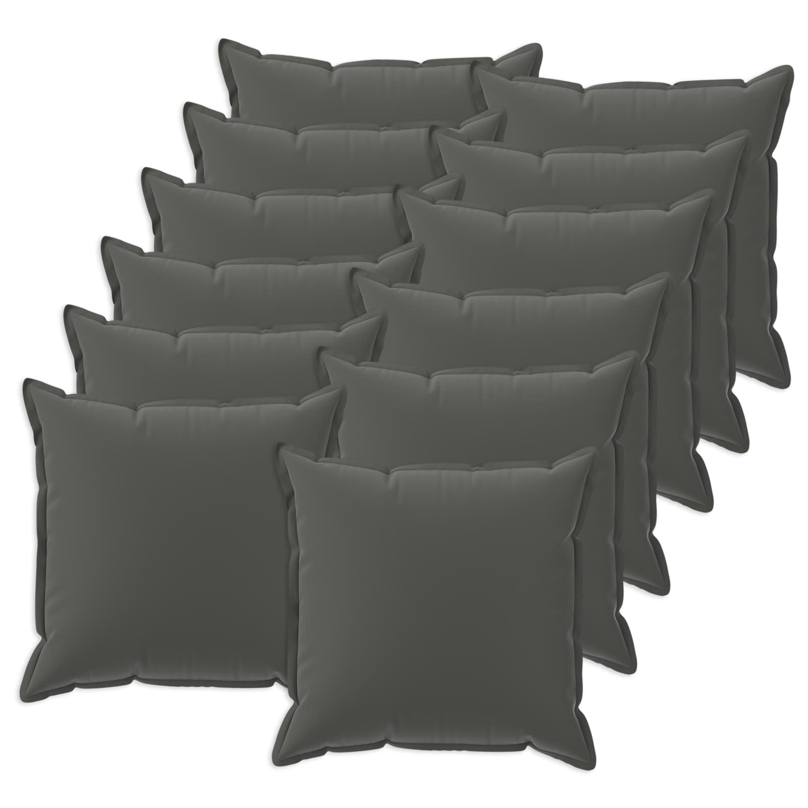 12x Poszewka Dekoracyjna na Poduszkę 50x50 cm Antracytowa