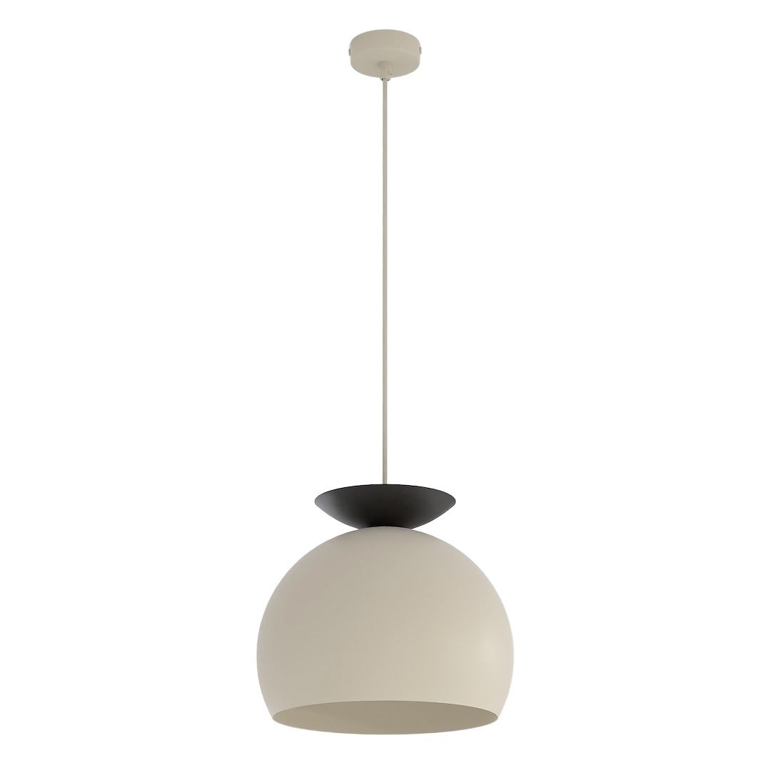 Lampa wisząca nowoczesna beżowo-czarna kulisty klosz 1xE27 15W GEO Emibig