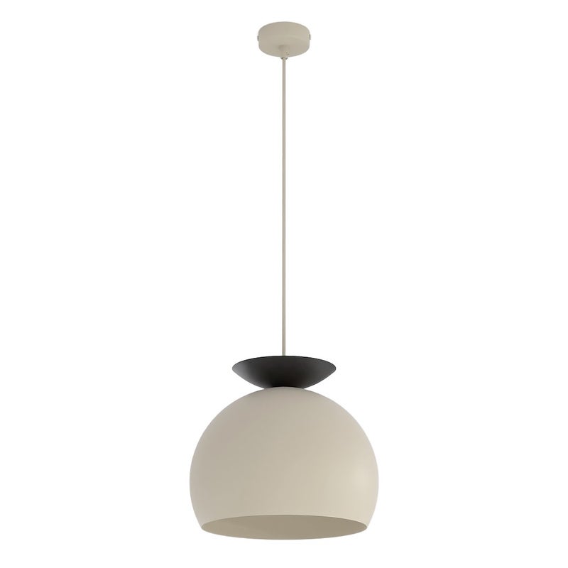 Lampa wisząca nowoczesna beżowo-czarna kulisty klosz 1xE27 15W GEO Emibig