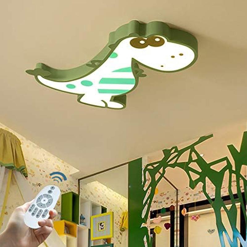 Wisząca lampa LED w kształcie dinozaura, 48 cm, w kolorze zielonym, z regulowaną intensywnością, idealna do pokoju dziecięcego i męskiego.