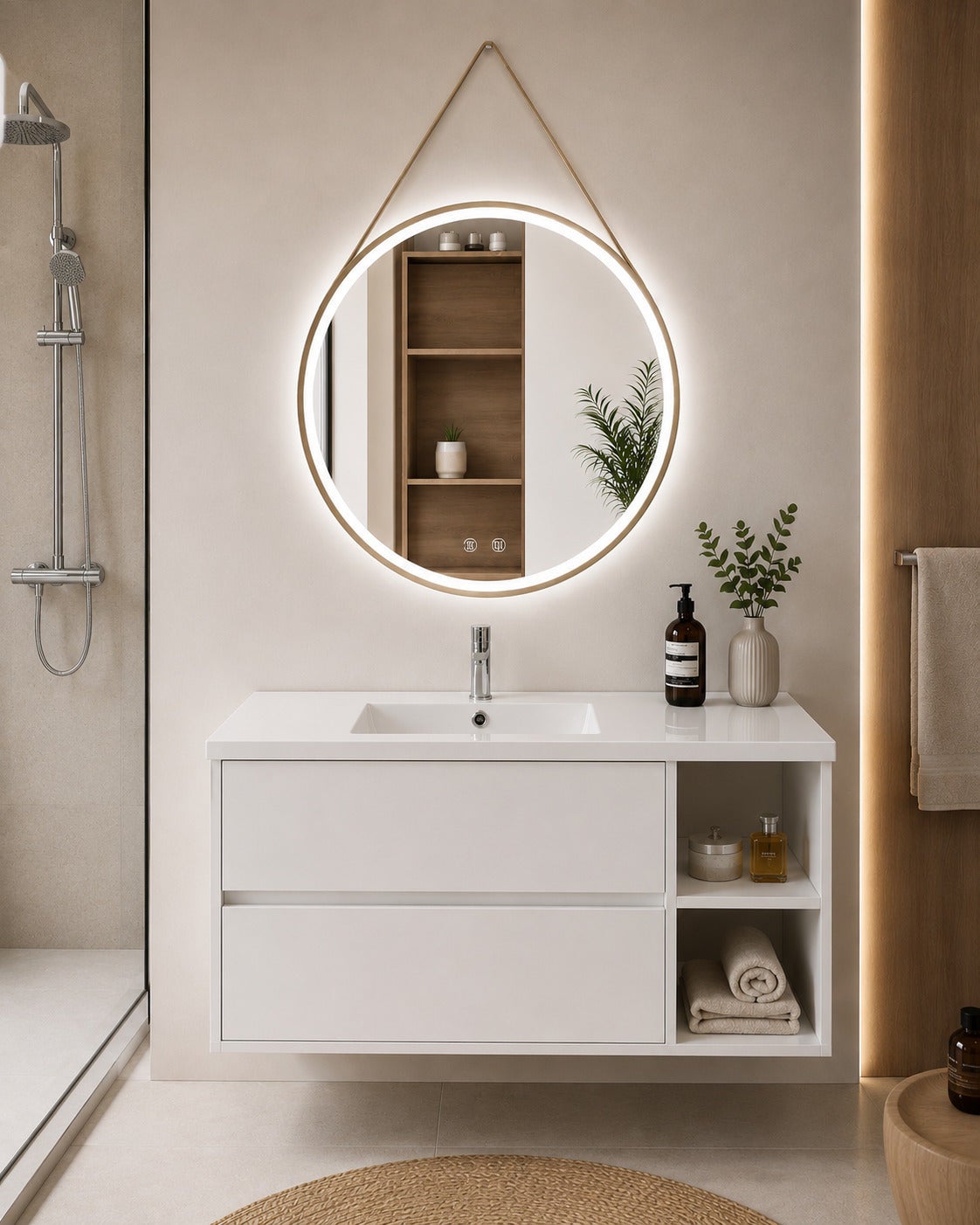 Szafka łazienkowa z umywalką ORIGENBATH ZEUS bez lustra 100x45 cm Prawa strona biały