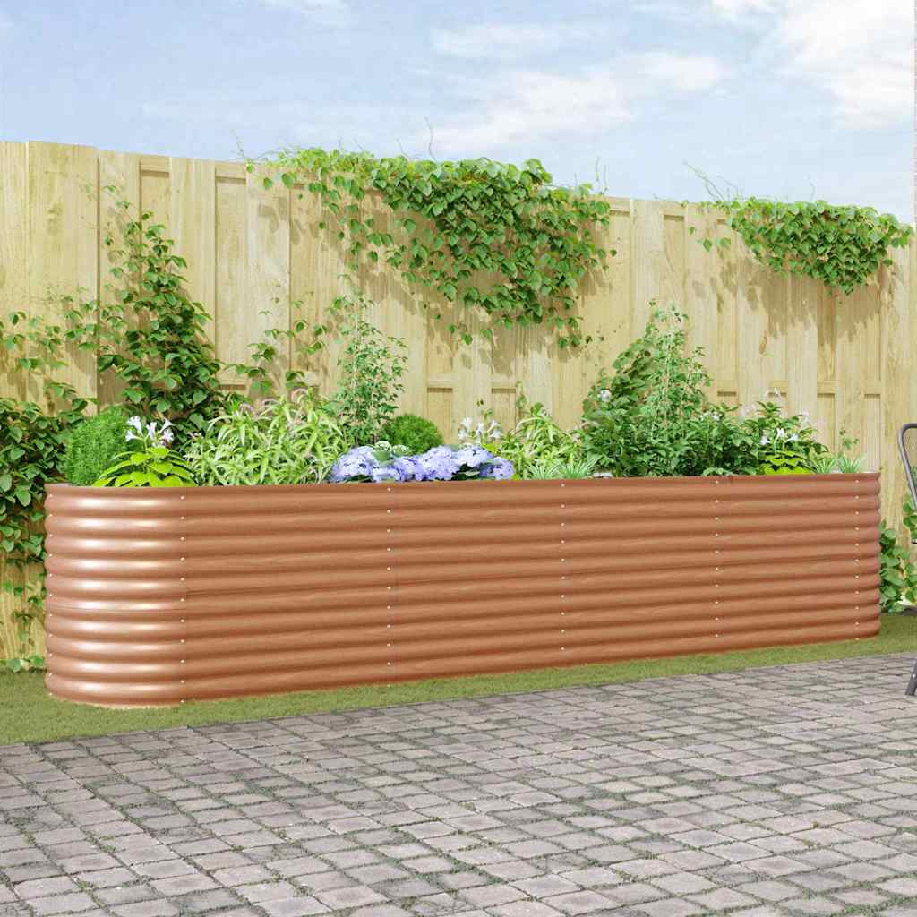Podniesiony grządka Brązowy 400 x 80 x 81 cm Stal vidaXL