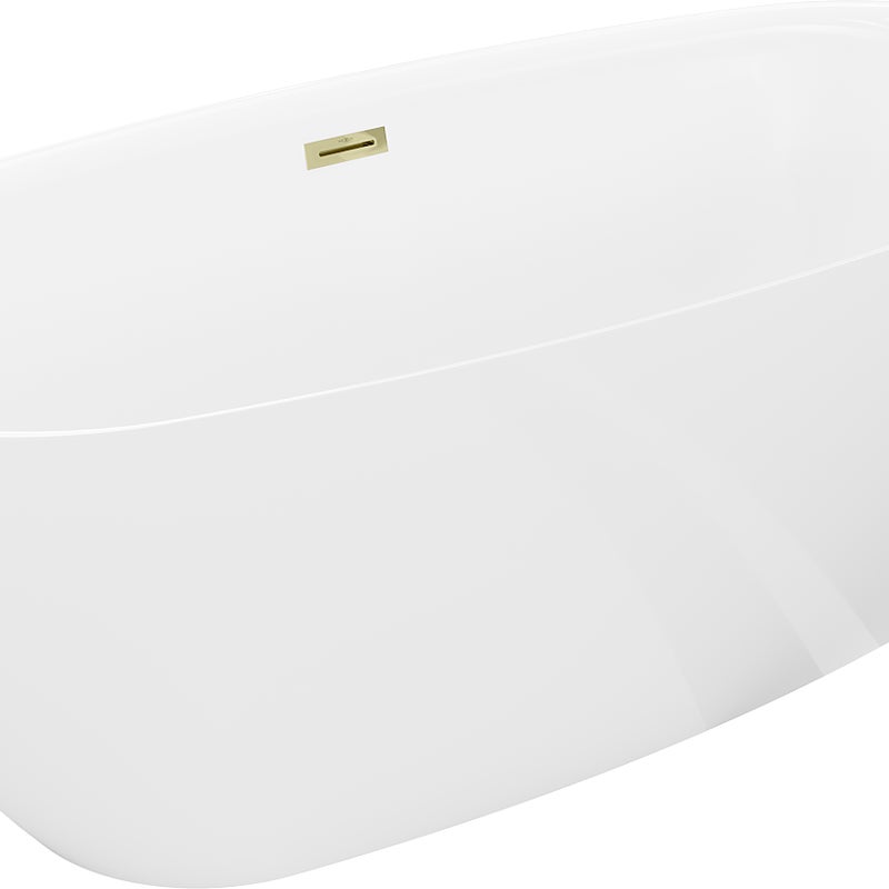 Mexen Luvo Slim wanna wolnostojąca 170 x 75 cm, biała, przelew złoty - 52801707500-50
