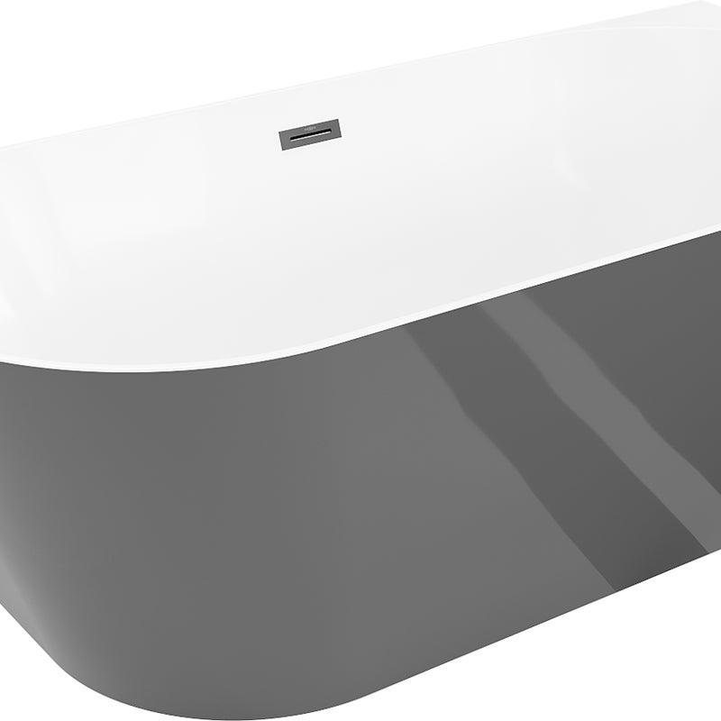 Mexen Oval Sim wanna wolnostojąca przyścienna 170 x 80 cm, biała/szara, przelew czarny - 52661708062-70