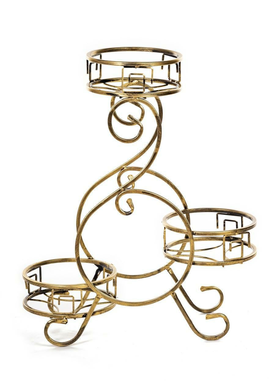 Kwietnik metalowy Dąstal Dwight na 3 donice czarno-złoty 60x23x64 cm 1 szt.