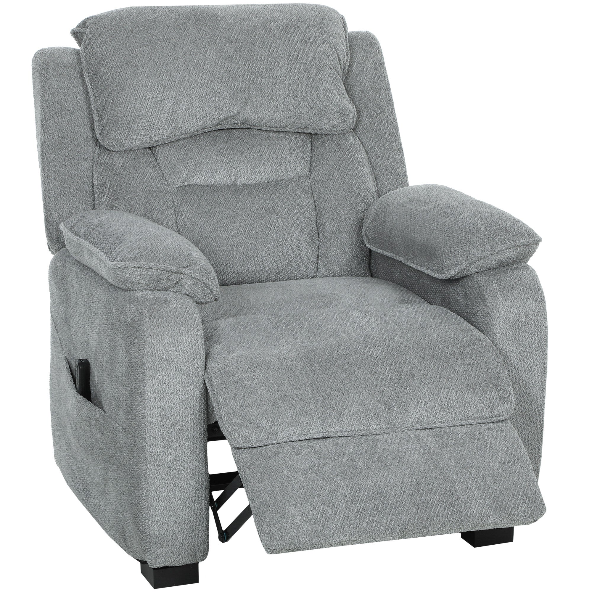 Elektryczny fotel rozkładany fotel tilting fotel USB port podnóżek boczna kieszenie pilot zdalnego sterowania 86 x 90 x 103cm jasnoszara