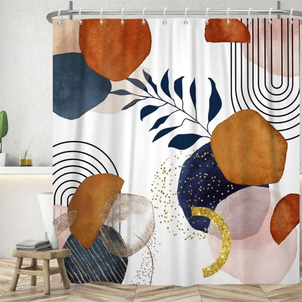 Zasłona prysznicowa 150 x 180 cm, styl boho, kolor terakoty, wodoodporna i odporna na pleśń tkanina poliestrowa, z możliwością prania z 12 haczykami