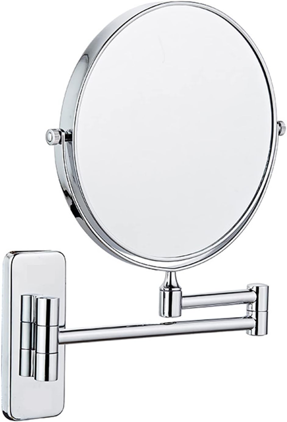 Lustro do makijażu montowane na ścianie, powiększenie 10x, obrotowe i wysuwane o 360°, chromowane, średnica 20 cm