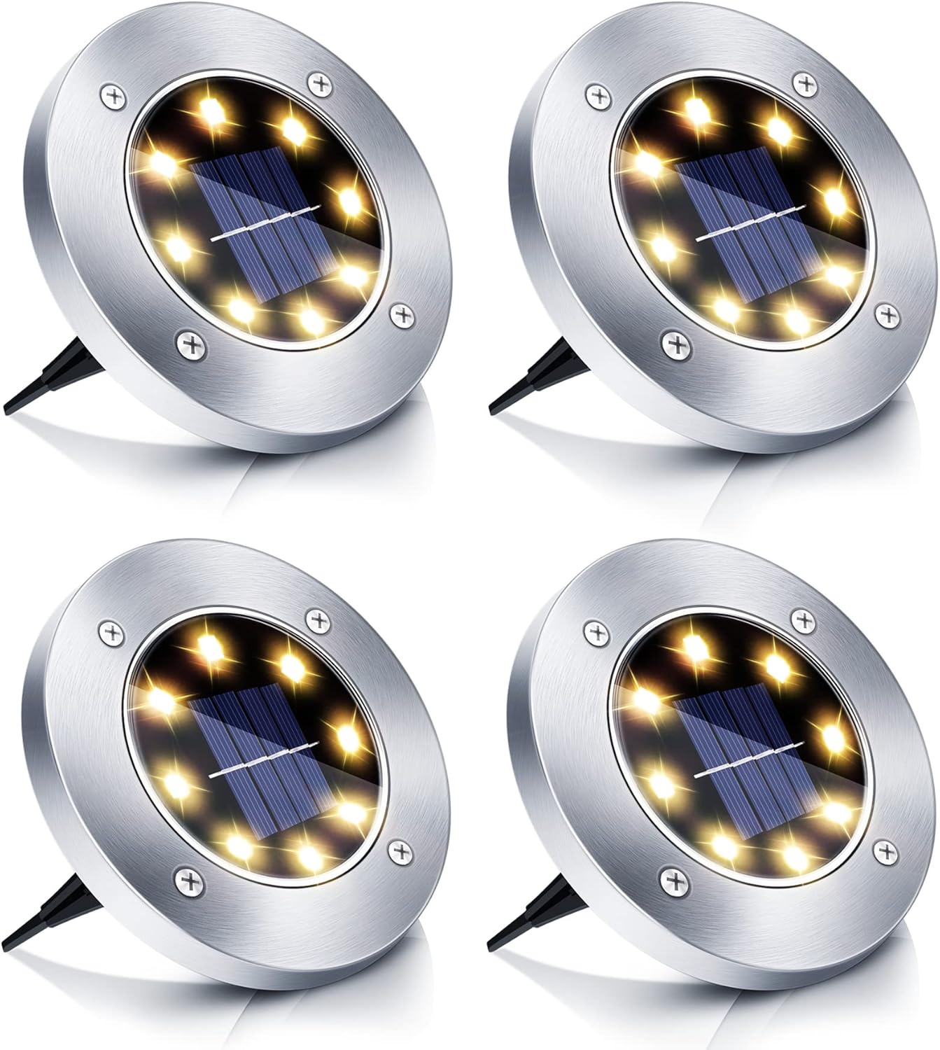 8-diodowa lampa uliczna na energię słoneczną, lampa ogrodowa na energię słoneczną, lampa trawnikowa na energię słoneczną, wodoodporna, ciepłe białe ś