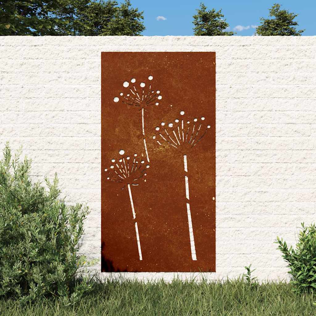 Ogrodowa dekoracja ścienna, 105x55 cm, stal kortenowska, kwiaty vidaXL