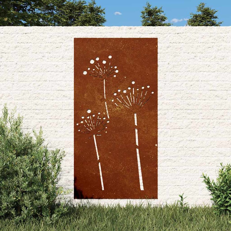 Ogrodowa dekoracja ścienna, 105x55 cm, stal kortenowska, kwiaty vidaXL