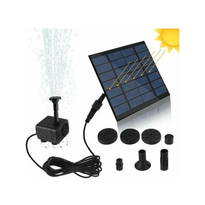 Pompa solarna do fontanny, pompa wodna z monokrystalicznym panelem słonecznym 1,2 W do oczka wodnego, stawu rybnego, małego stawu, czarna