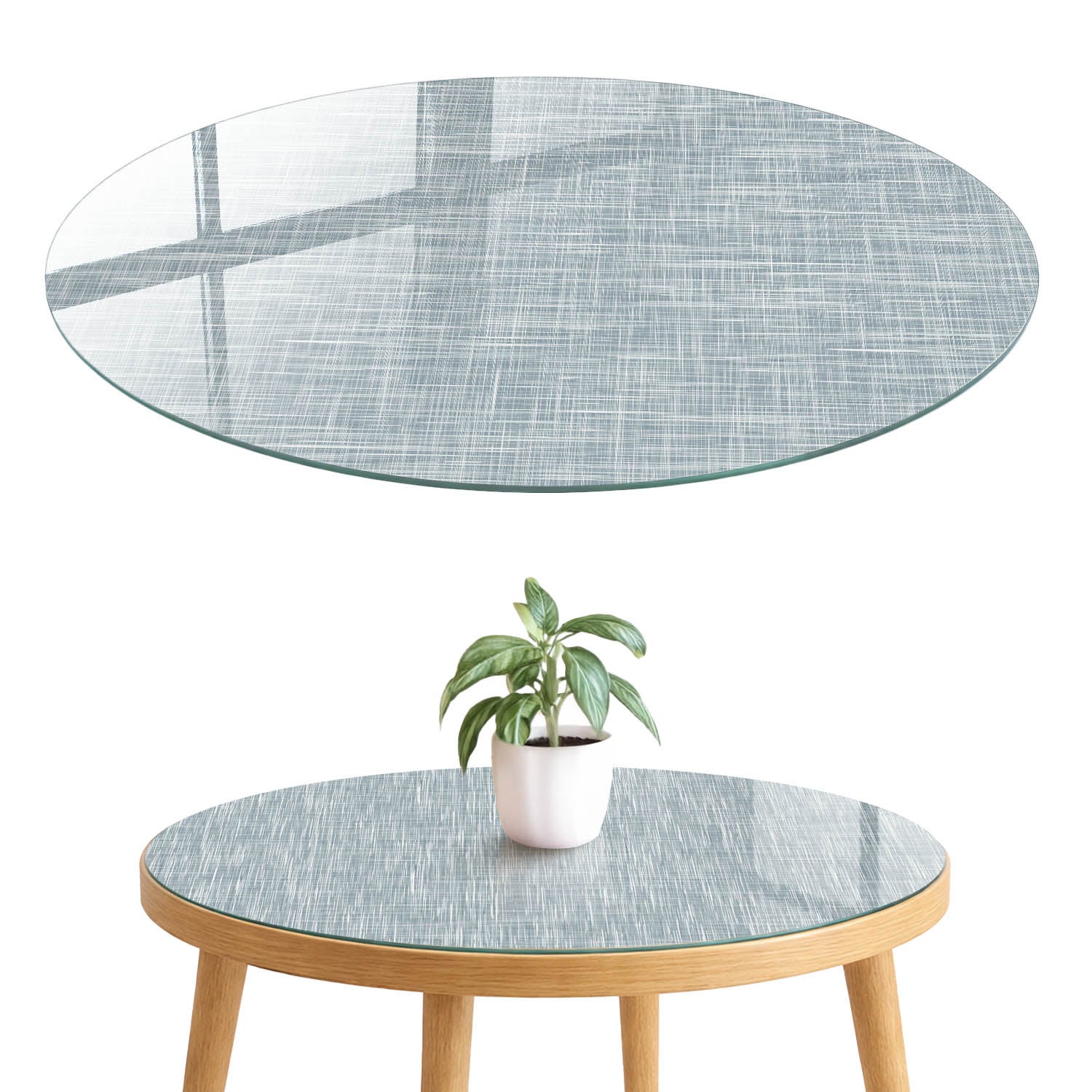 Blat szklany z grafiką i nadrukiem 4 mm - ochrona, dekoracja i metamorfoza mebli fi60 cm Szara tkanina