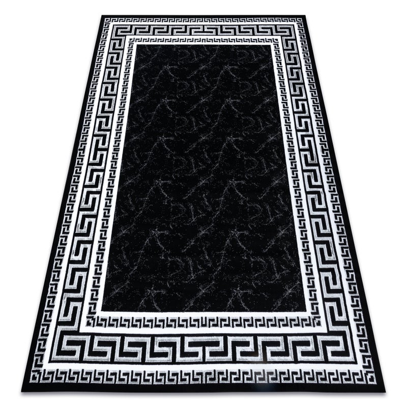 Dywan GLOSS nowoczesny 2813 87 stylowy, ramka, grecki czarny / szary 280x370 cm