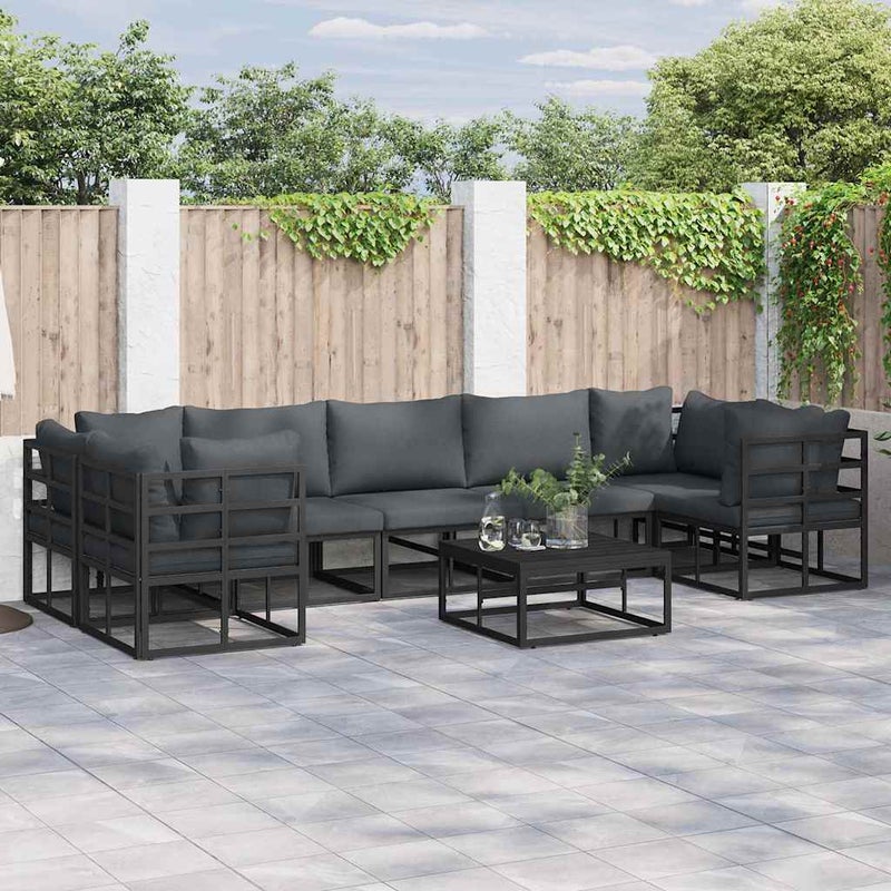 Zestaw Sof na Ogród z poduszką 7 pcs Czarny Aluminium vidaXL