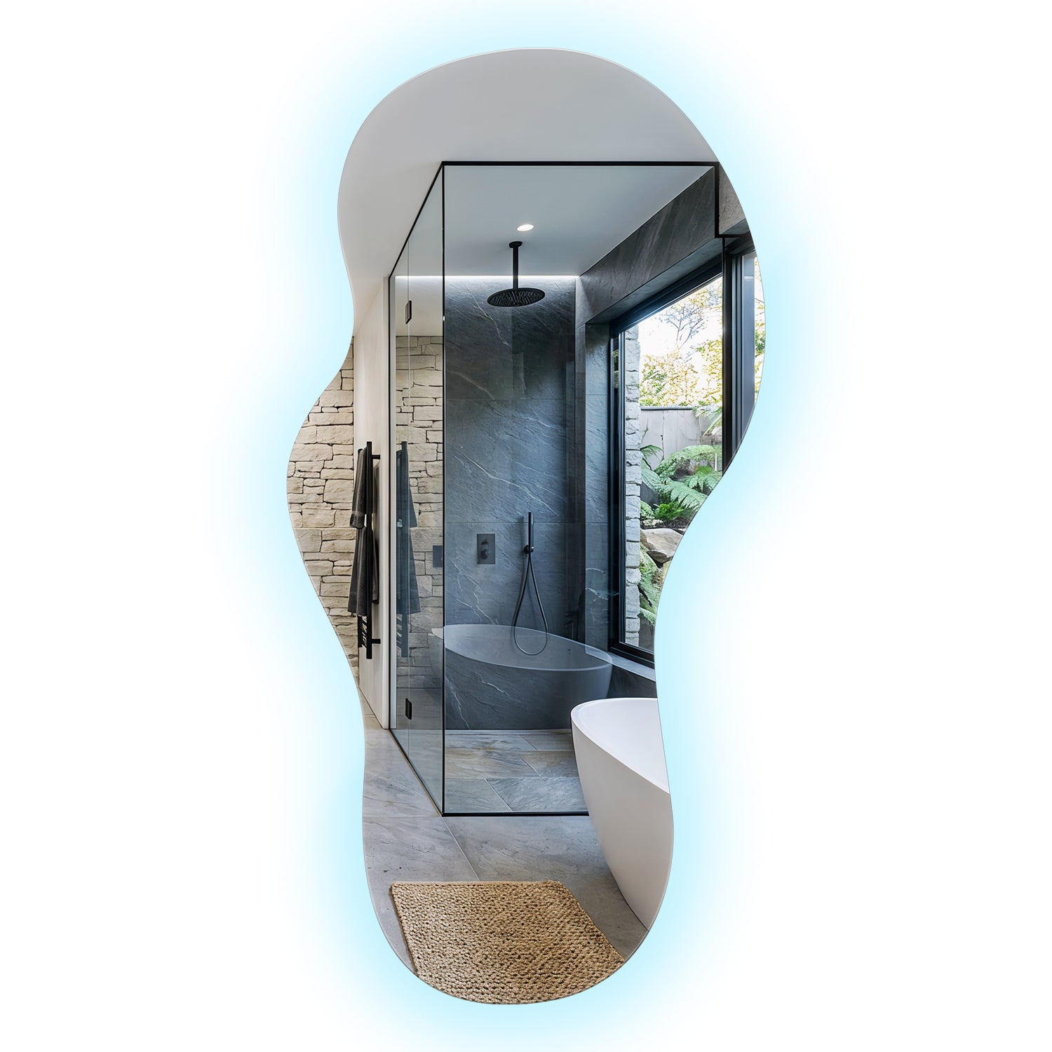 Lustro LED organiczne 6500K - naturalny kształt, design minimalistyczny, zimne oświetlenie do wnętrz 50x100 - Tulup