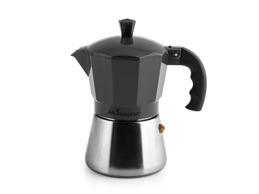 Cafeteira Inoxpran de alumÃnio com 3 xÃcaras e caldeira de aÃ§o inoxidÃ¡vel, antracite.
