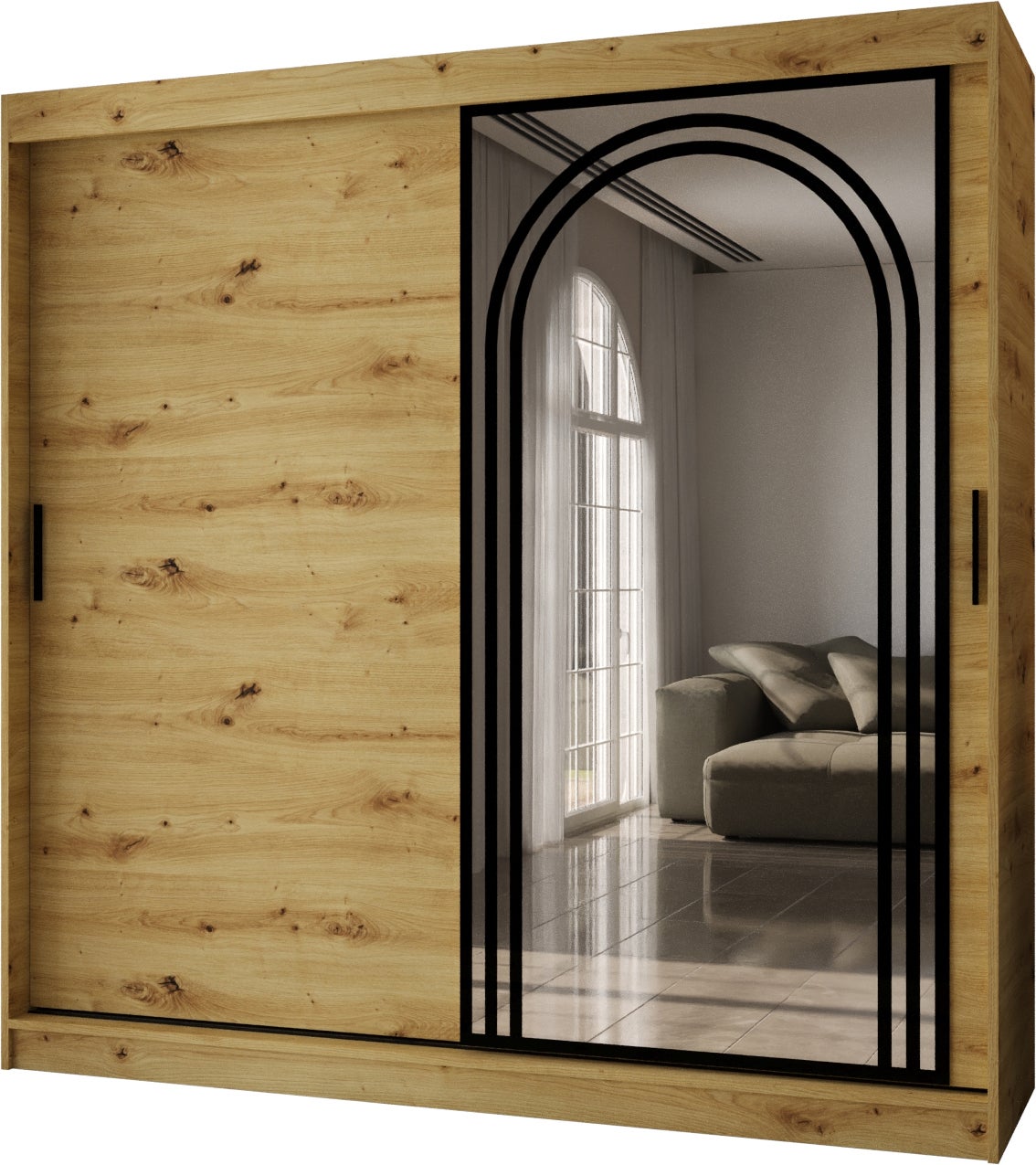 Szafa przesuwna z lustrem VIGO 200 x 62 x 200 artisan + u. czarny