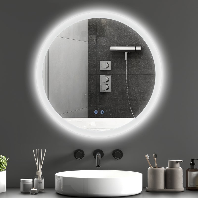 Lustro Łazienkowe LED Okrągłe 60 cm Antypara Dotykowe do Makijażu