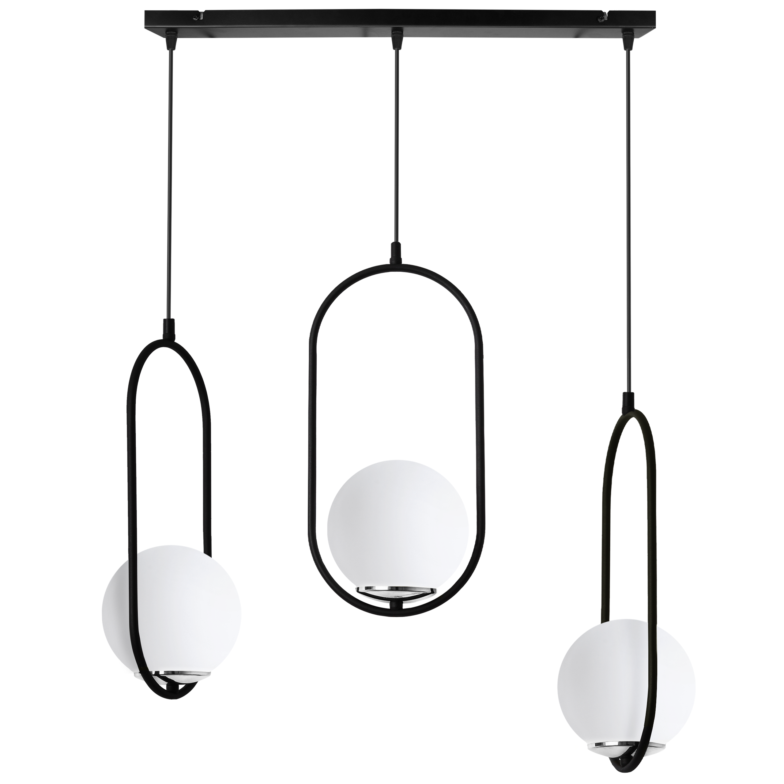 Lampa sufitowa wisząca Light Home LH Luna 3x E14 biały/czarny/chrom