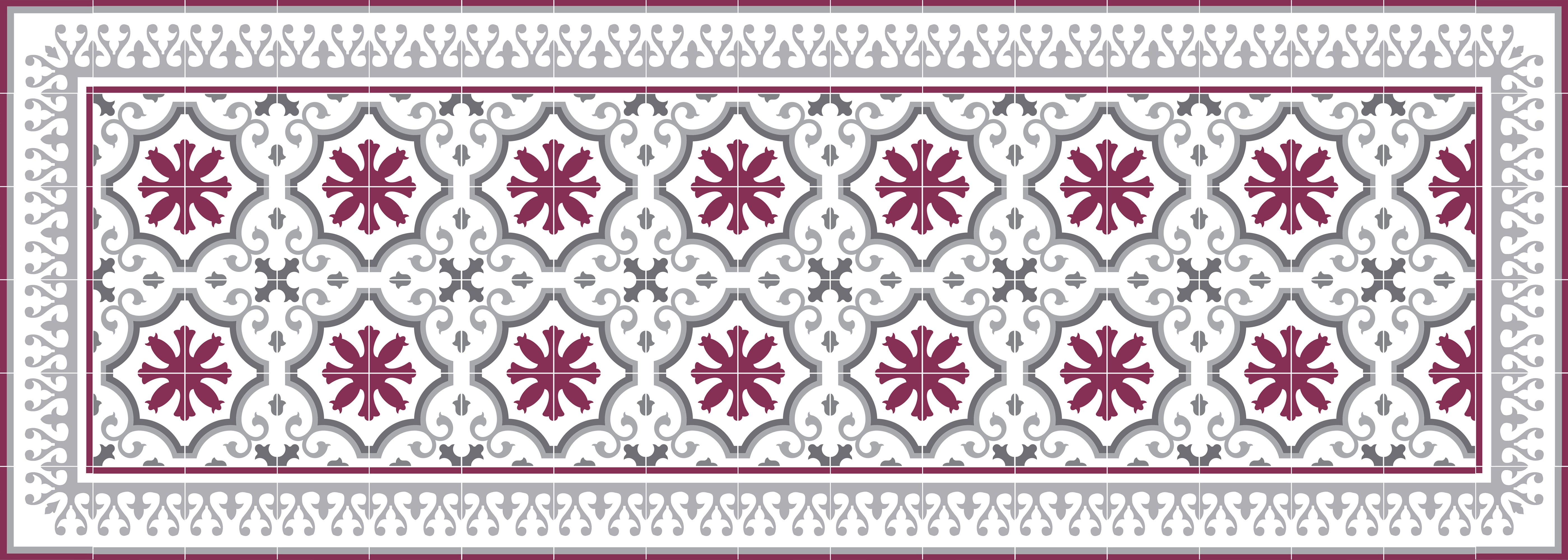 Dywan winylowy CLOÉ 50x140 cm - antypoślizgowy PVC, winylowy do kuchni lub salonu, zmywalny, styl hydrauliczny