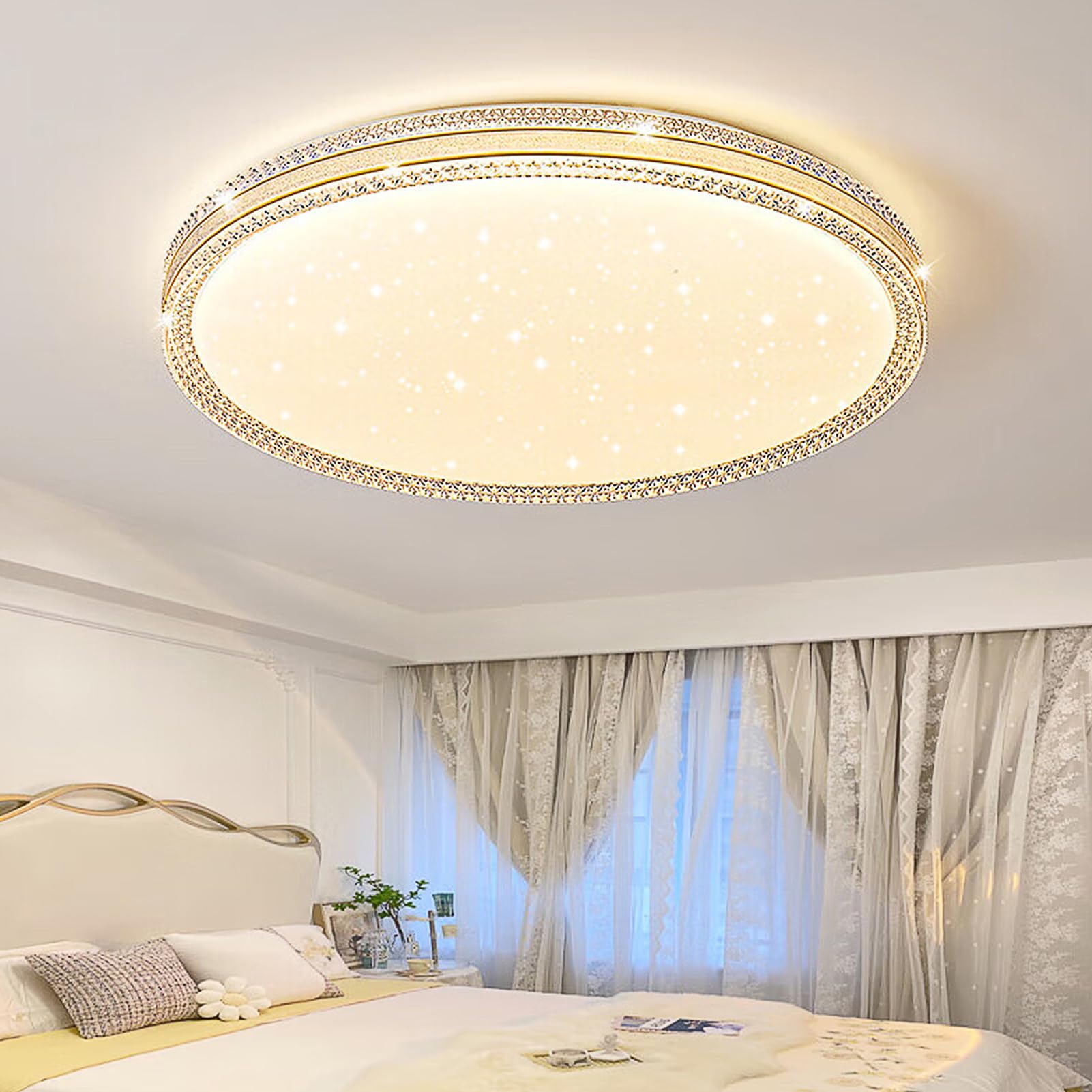 Nowoczesna lampa sufitowa LED, lampa sufitowa do sypialni o średnicy 40 cm, żyrandol do salonu o mocy 48 W do dekoracyjnego oświetlenia wnętrz.