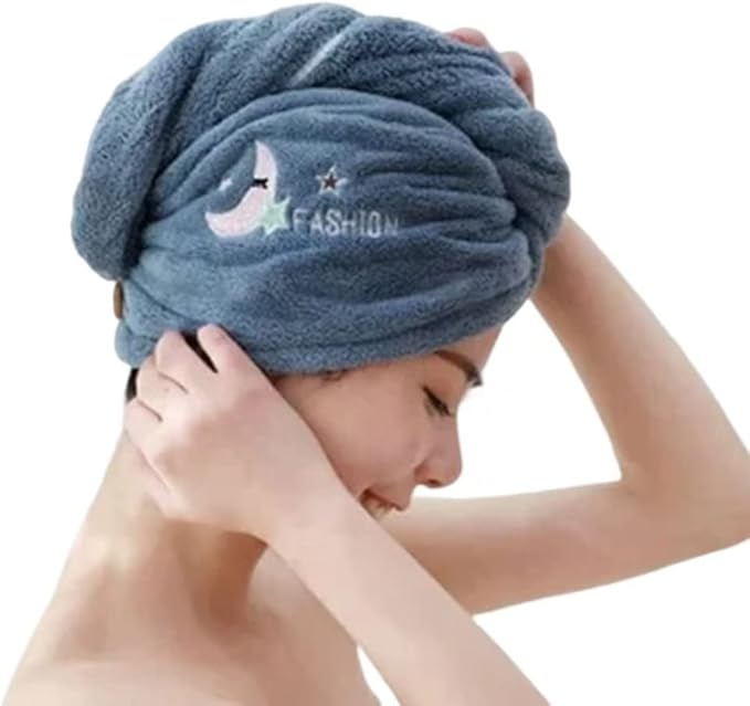 Szybkoschnący ręcznik - Ręcznik turban z mikrofibry - Chłonny - Z guzikiem - Stabilne trzymanie - Ciemnoniebieski