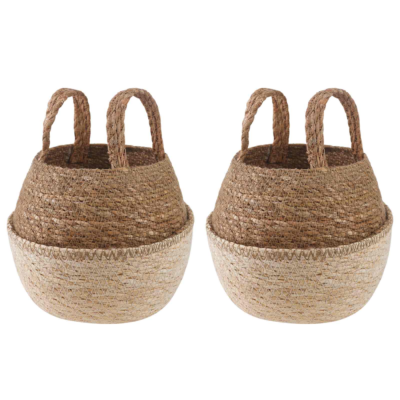 Doniczka z uchwytami 2 pcs Biały Ø 22 x 20 cm 100% Trawa morska vidaXL