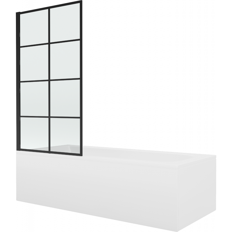 Mexen Vega wanna prostokątna 180 x 80 cm z obudową i parawanem 1-skrzydłowym 80 cm, czarny wzór - 550118080X9308017077