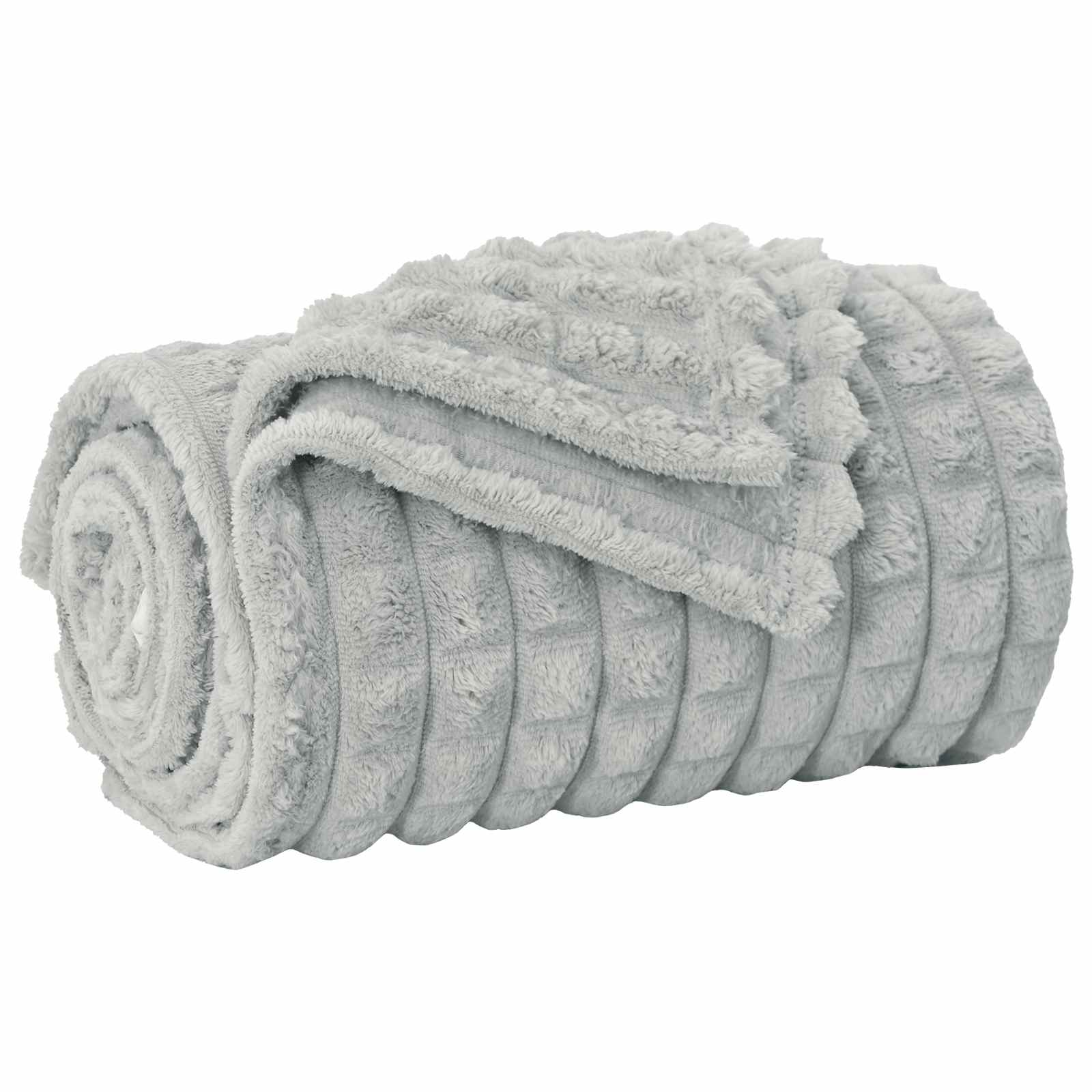 Koc Polarowy Narzuta na Łóżko Pled 240x270 cm Szary
