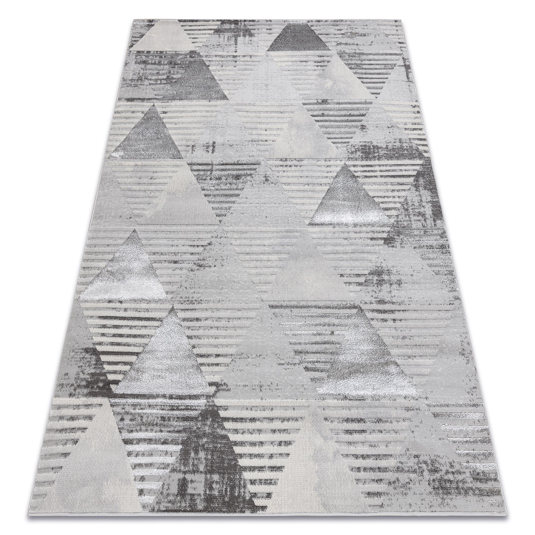 Dywan LIRA E1627 Trójkąty geometryczny, strukturalny, nowoczesny, glamour - szary 80x150 cm