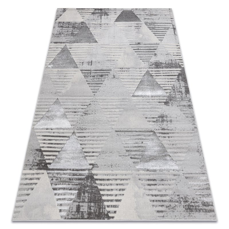 Dywan LIRA E1627 Trójkąty geometryczny, strukturalny, nowoczesny, glamour - szary 80x150 cm
