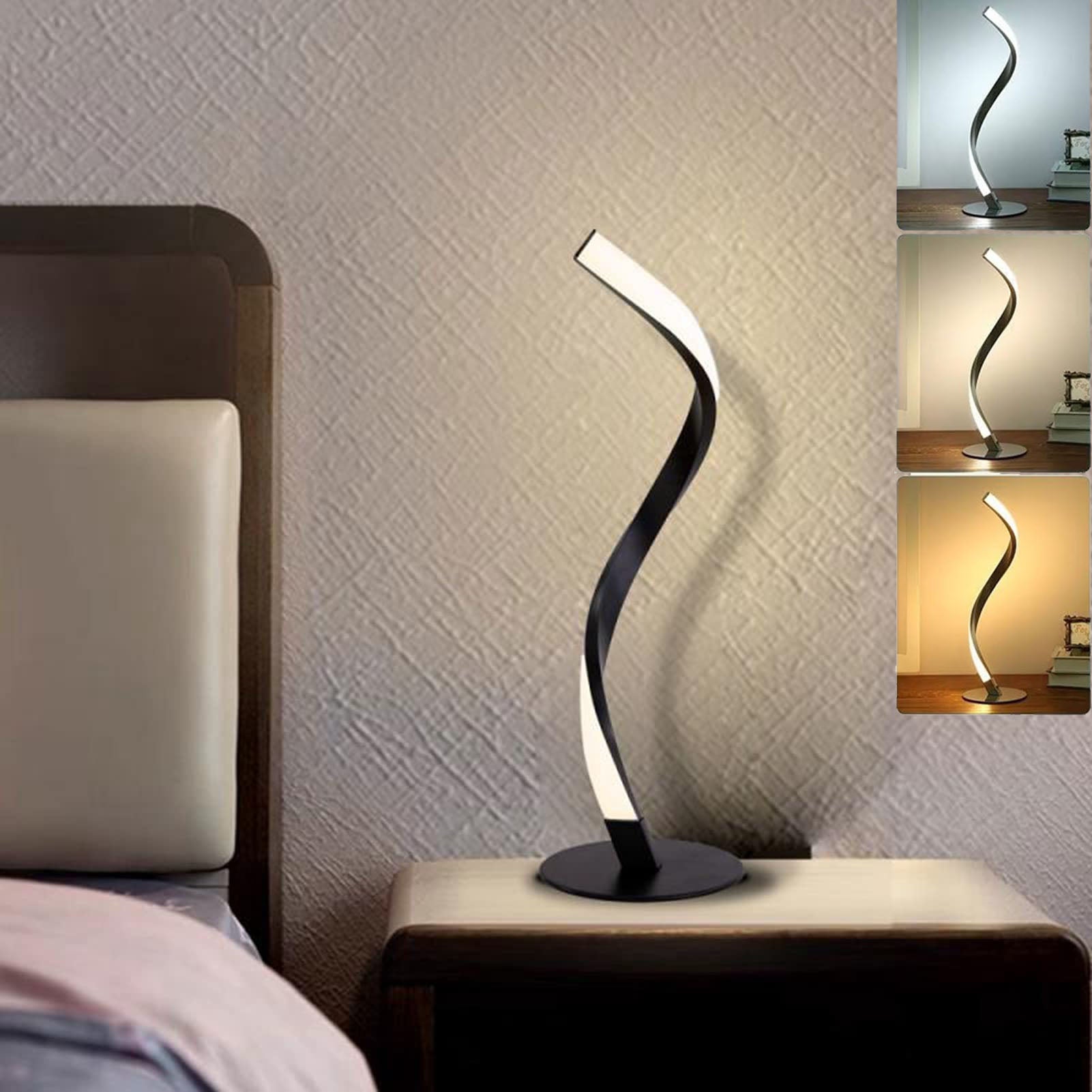 Nowoczesna przewodowa lampa stołowa, 3 kolorowe lampki nocne, nowoczesna lampka nocna, lampka biurkowa LED, wtyczka EU, czarna