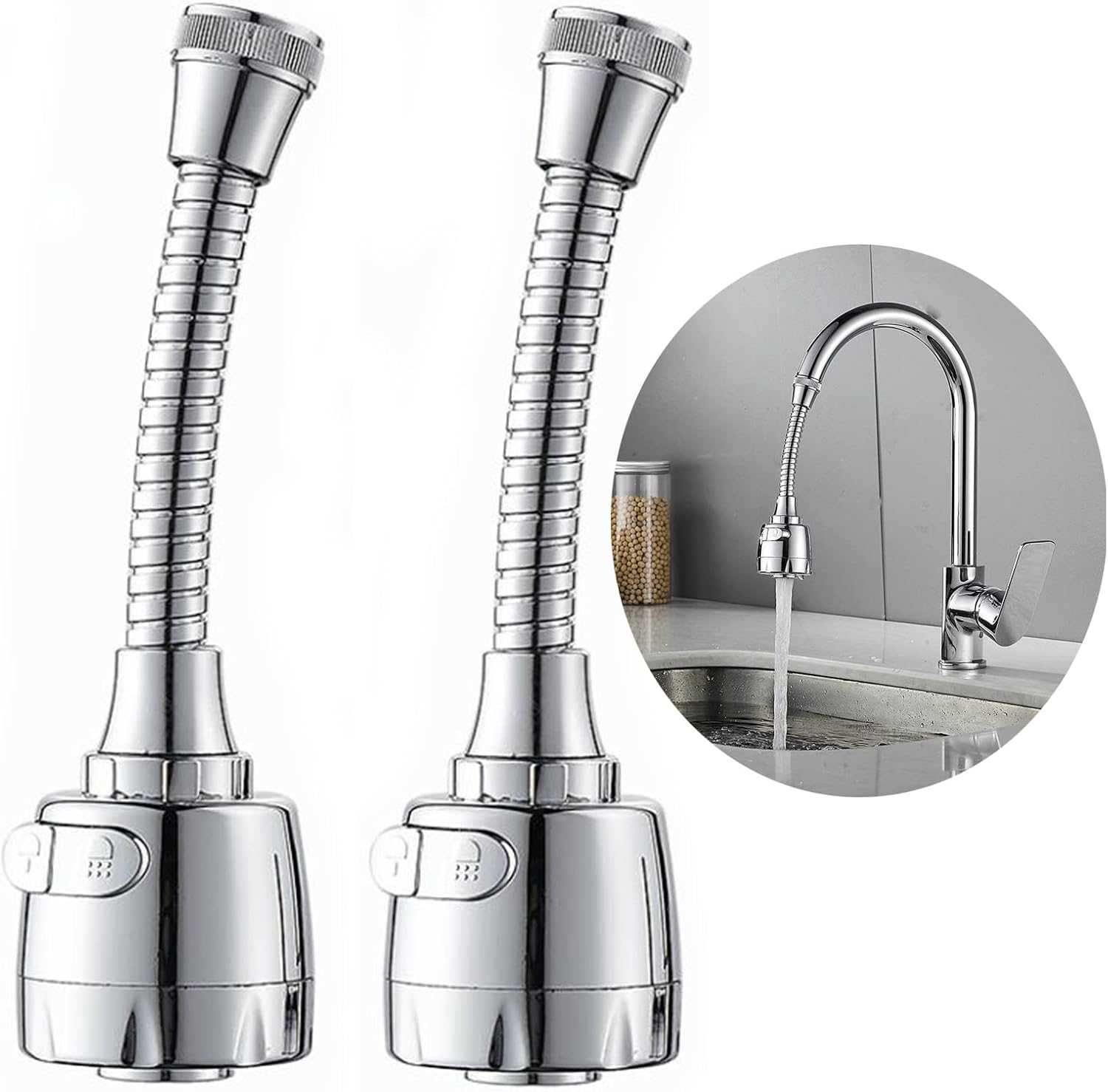 2 szt. obrotowy adapter kranu 360°, filtr oszczędzający wodę, adapter filtra do kranu, regulowana głowica prysznicowa, filtr spryskiwacza, oszczędzają