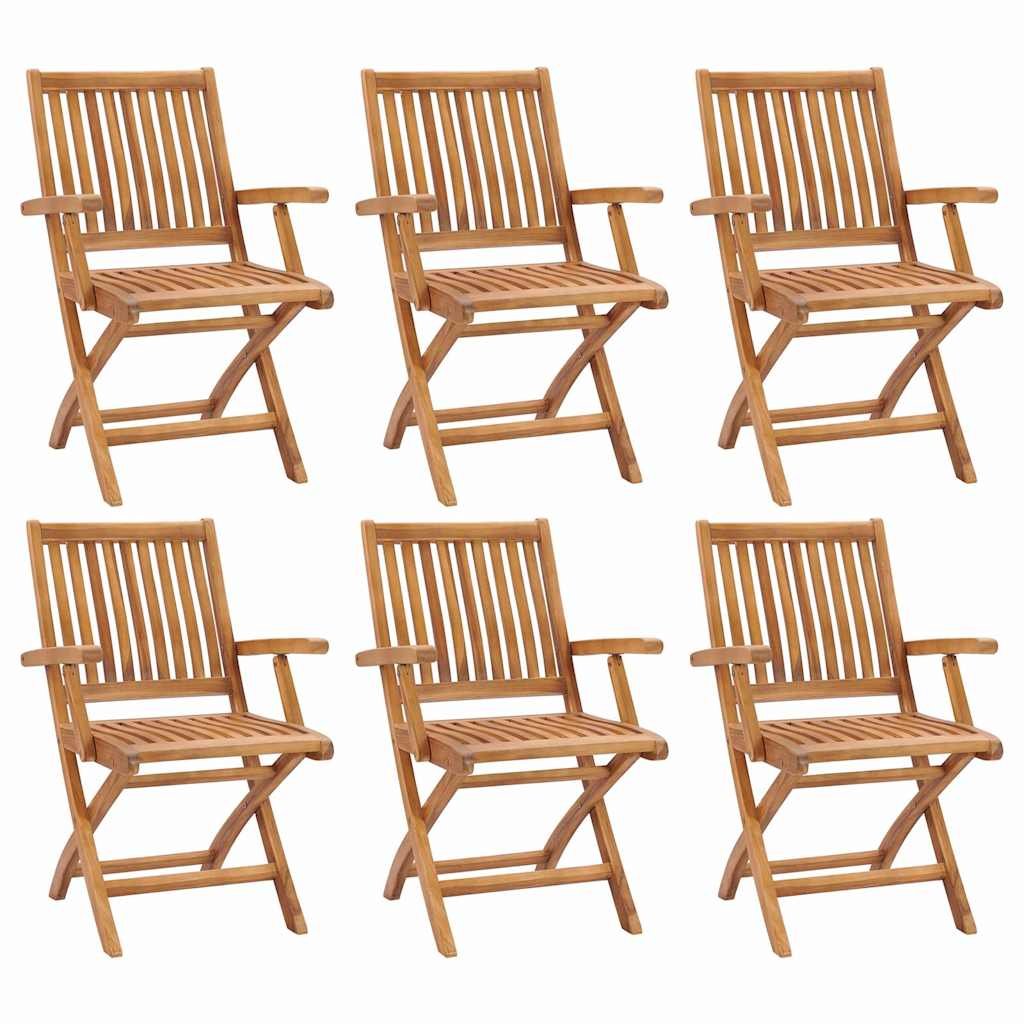 6x Krzesło Ogrodowe Drewniane Składane z Litego Teku na Balkon