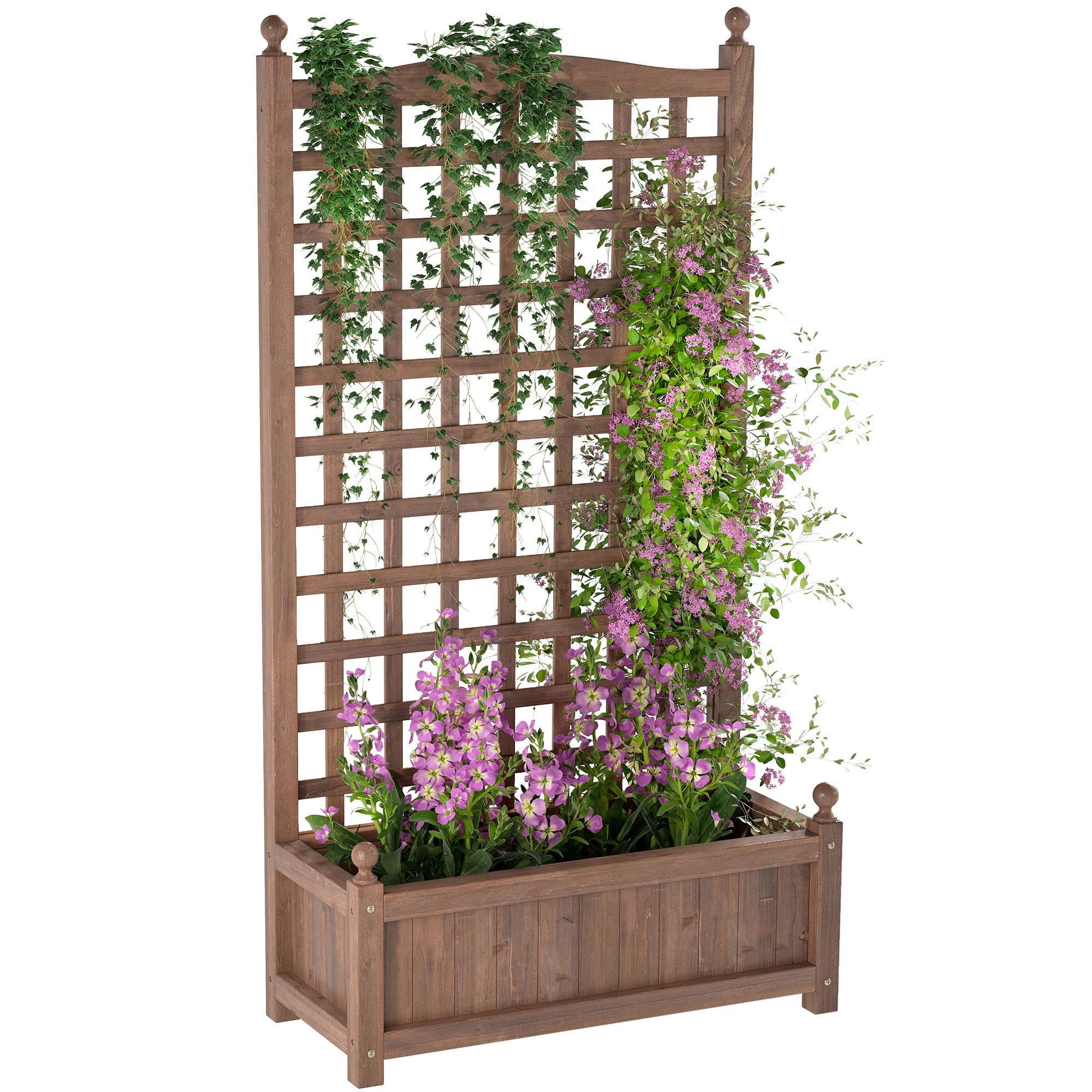 Donica z kratka - kwiat Doniczka - Standing Donica - Wymiary: 64L x 28W x 120H cm Irrigation Inserts W zestawie Treated Spruce Drewno