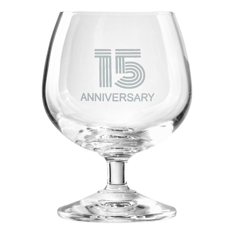 KROSNO Zdobiony kieliszek z napisem 15 ANNIVERSARY, 15 ROCZNICA 230 ml