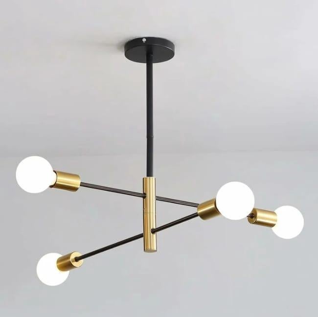 Żyrandol w stylu vintage Sputnik, czarny żyrandol w stylu retro industrialnym E27, lampa sufitowa z regulowanym kątem 180° (żarówka nie jest dołączona