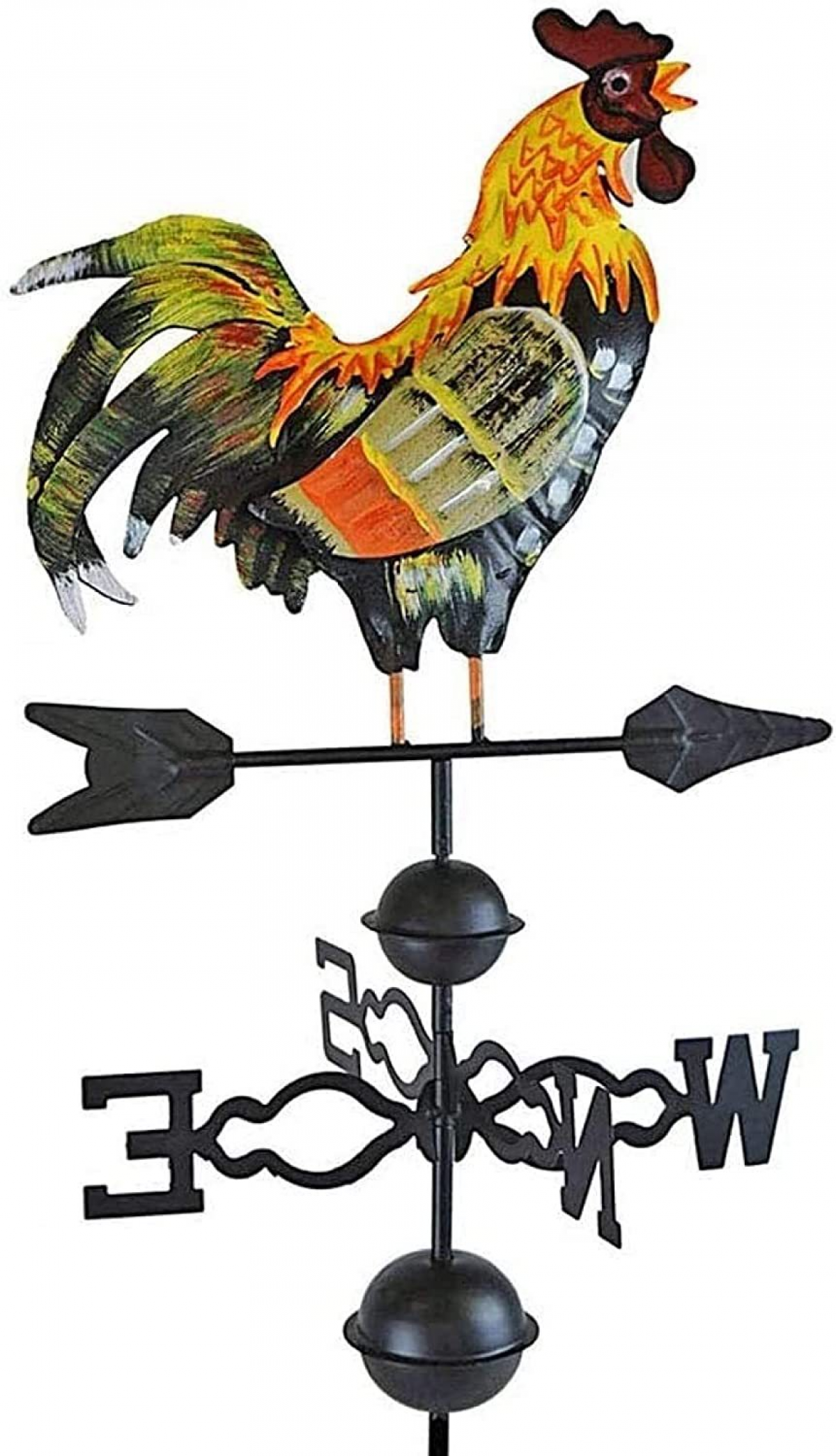 Wiatrowskaz - Wskaźnik kierunku wiatru z kolorowym kogutem i dekoracyjny wiatrowskaz. Wskaźnik kierunku wiatru