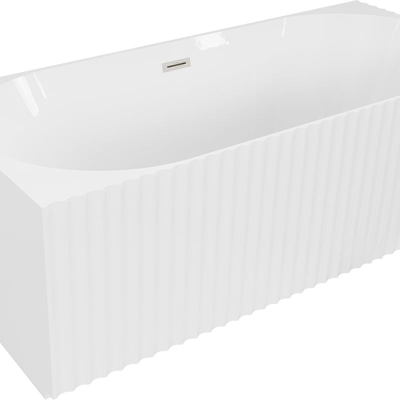 Mexen Gia wanna wolnostojąca narożna ryflowana lewa 170 x 80 cm, biała połysk, przelew nikiel szczotkowany - 52701708000L-97
