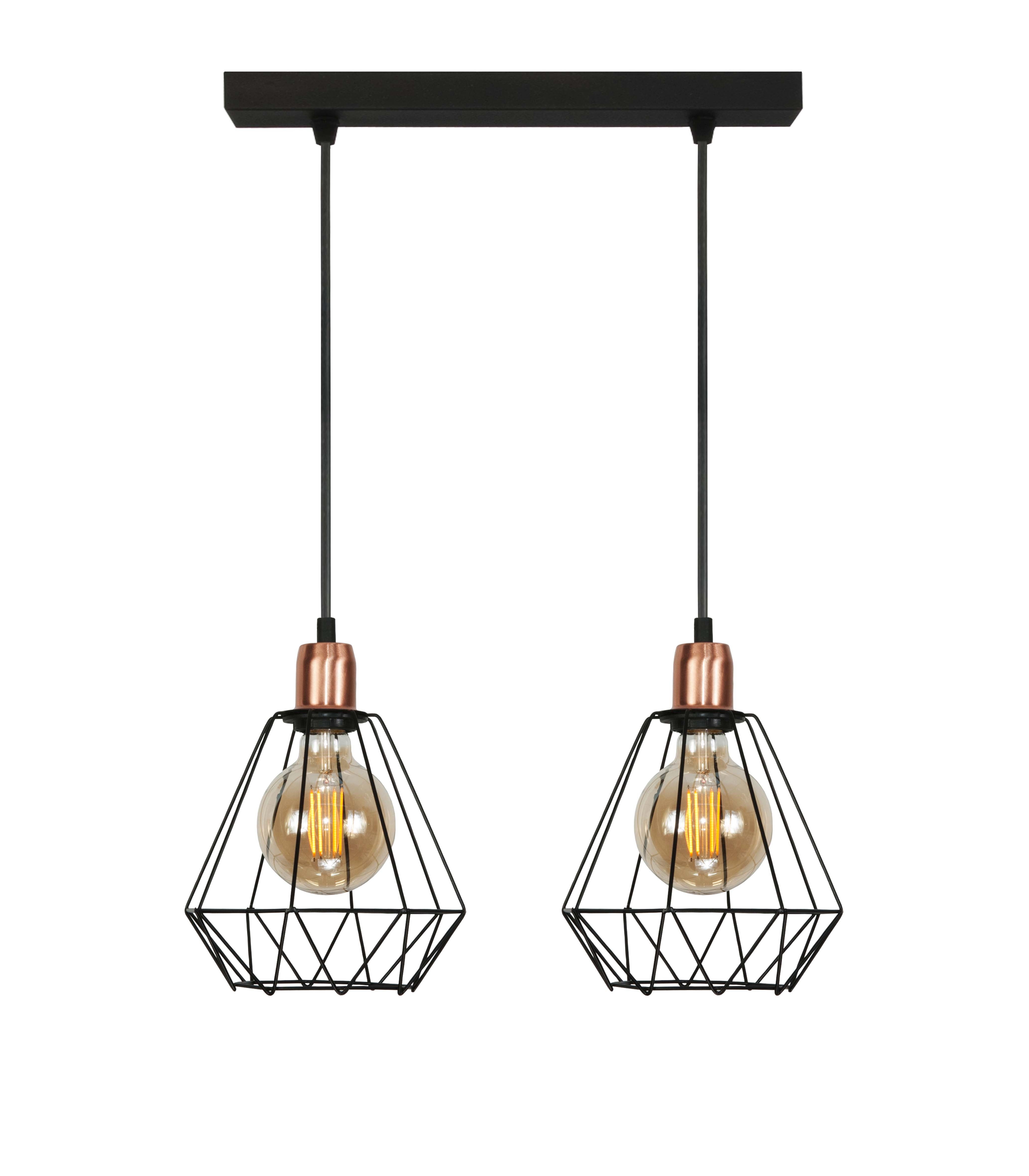 Lampa wisząca czarna loft industrialna do jadalni TARIS 2xE27 Edylit