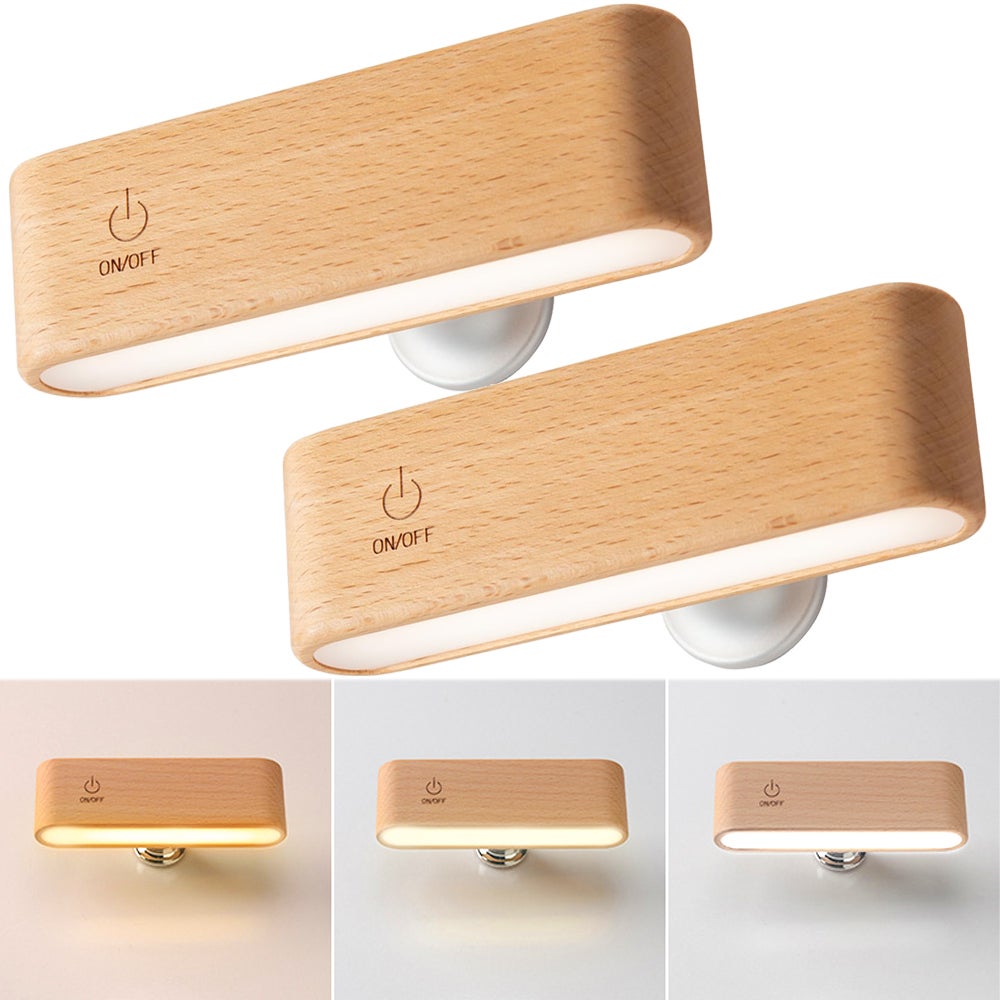 Zestaw 2 ładowalnych lamp ściennych LED, magnetyczna lampka nocna z regulacją jasności, obrotowa o 360° dotykowa lampka do czytania