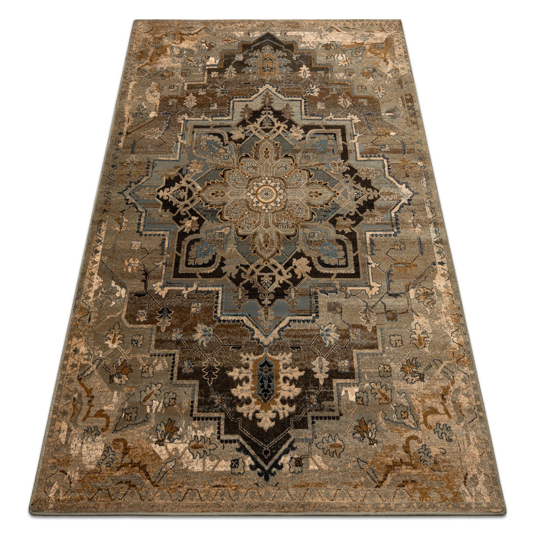 Dywan wełniany OMEGA ABBAS Rozeta vintage koniak beż 235x350 cm