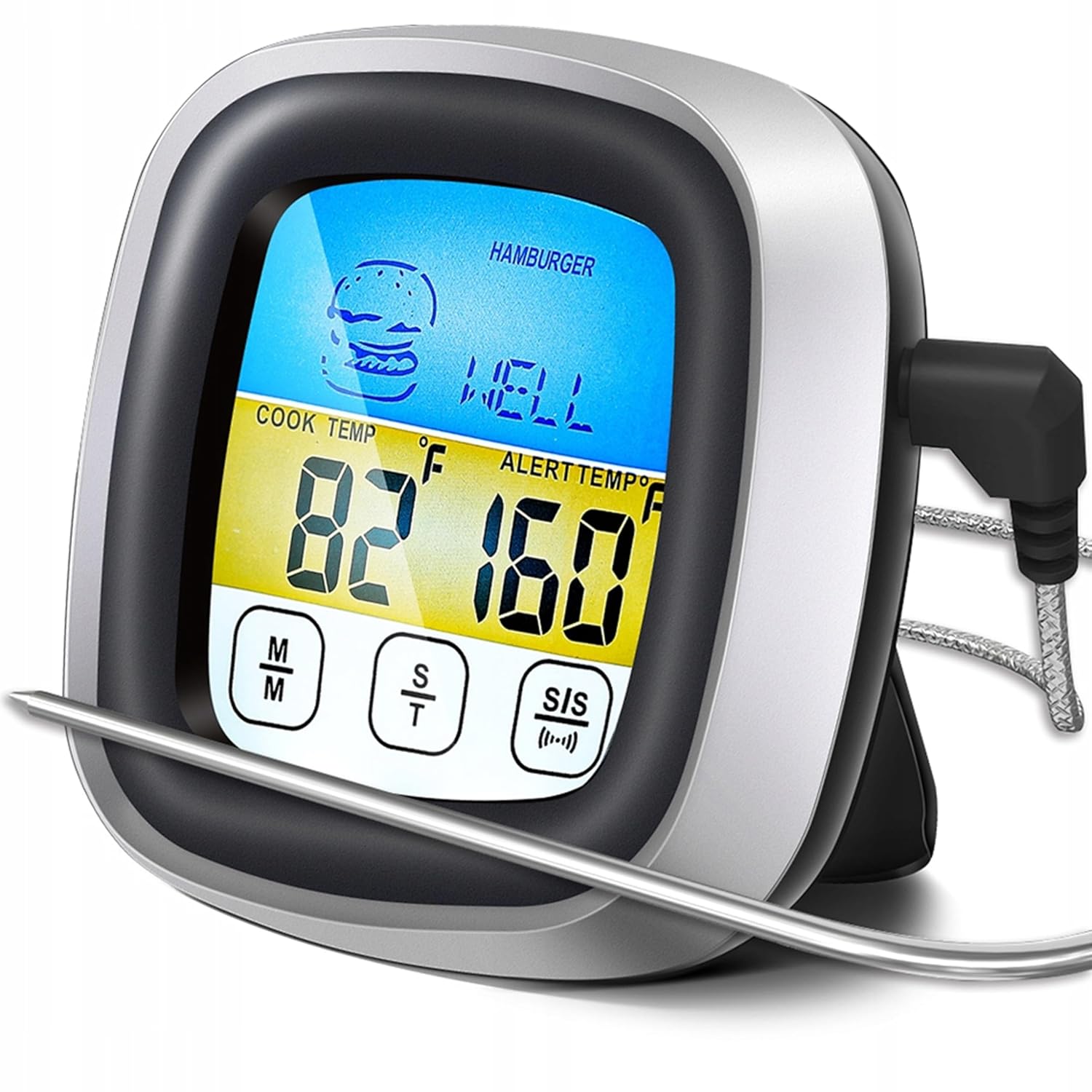 Cyfrowy termometr kuchenny LCD do grilla, kuchni, piekarnika, wędzarni, rożna, zakres temperatur do 250°C