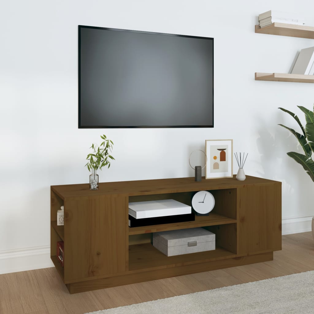 Szafka pod TV, miodowy brąz, 110x35x40,5cm, lite drewno sosnowe vidaXL