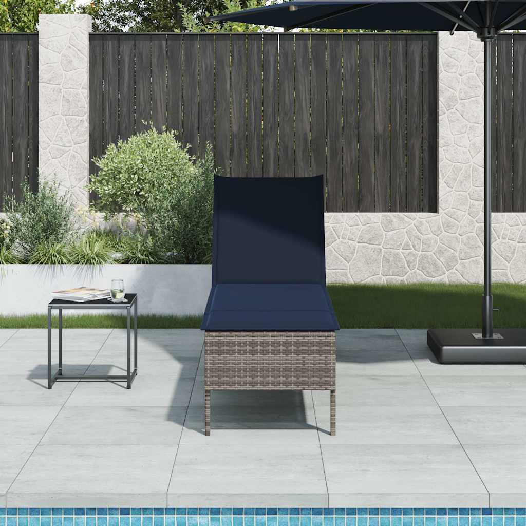 Leżak z poduszką Szary 55x200x44cm Polirattan vidaXL